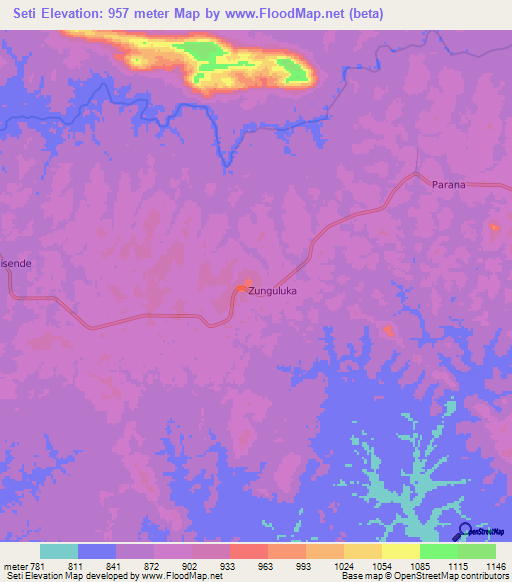 Seti,Congo (Kinshasa) Elevation Map