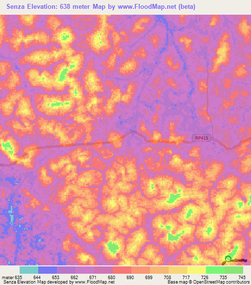 Senza,Congo (Kinshasa) Elevation Map