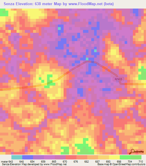 Senza,Congo (Kinshasa) Elevation Map