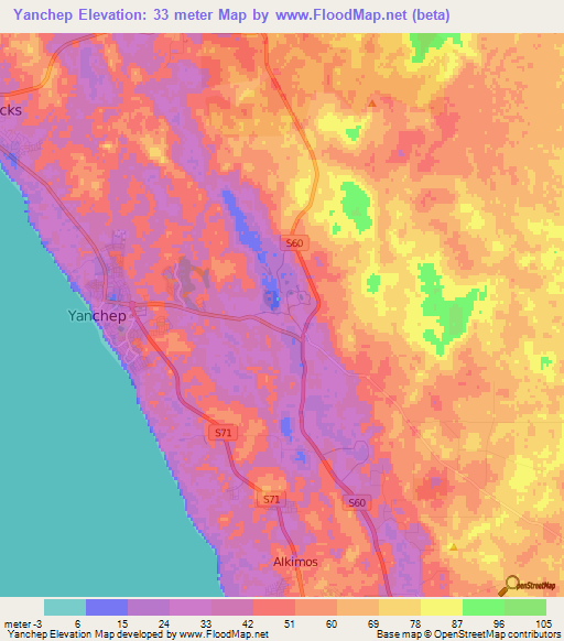 Yanchep,Australia Elevation Map
