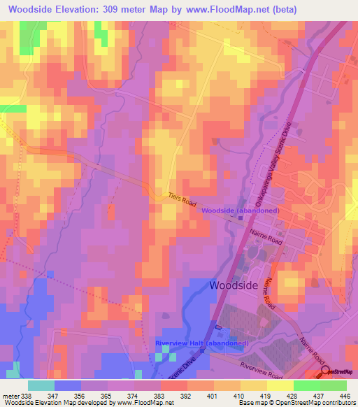 Woodside,Australia Elevation Map