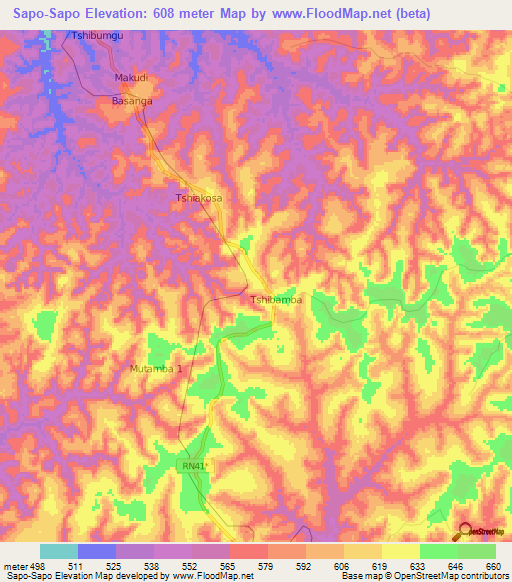 Sapo-Sapo,Congo (Kinshasa) Elevation Map