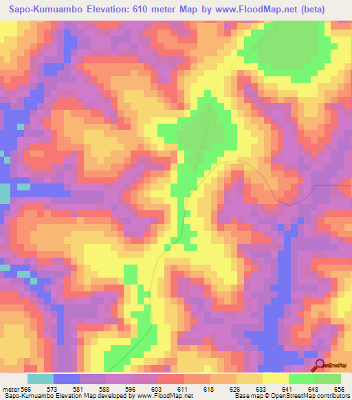 Sapo-Kumuambo,Congo (Kinshasa) Elevation Map