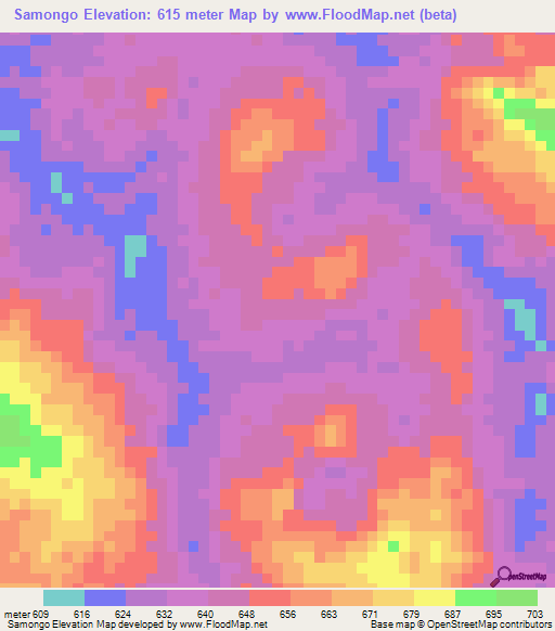 Samongo,Congo (Kinshasa) Elevation Map