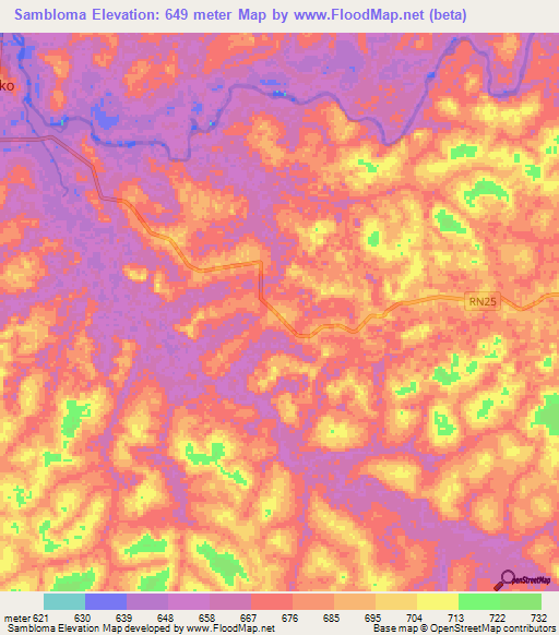 Sambloma,Congo (Kinshasa) Elevation Map