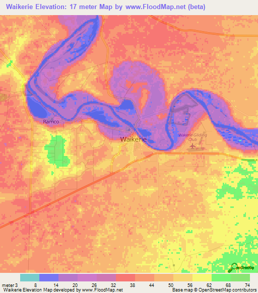 Waikerie,Australia Elevation Map