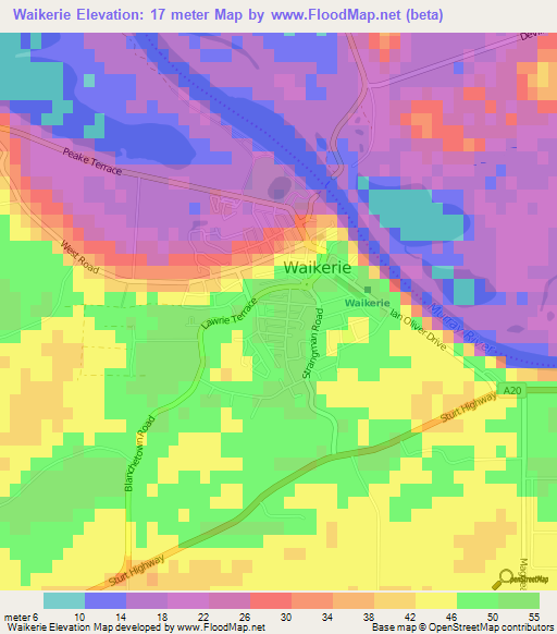 Waikerie,Australia Elevation Map