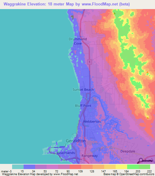 Waggrakine,Australia Elevation Map