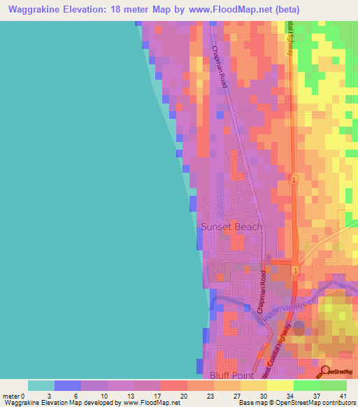 Waggrakine,Australia Elevation Map