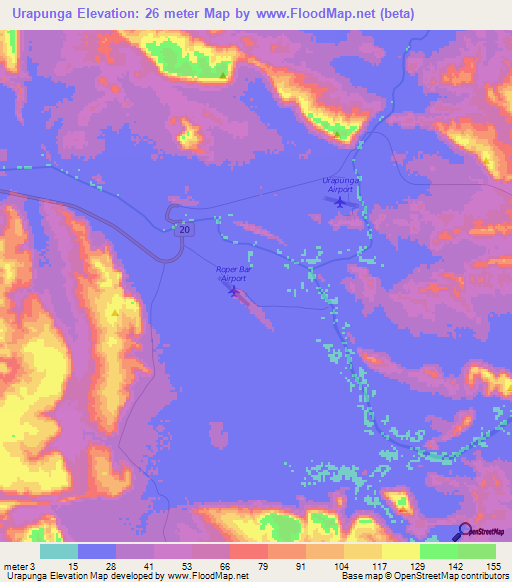 Urapunga,Australia Elevation Map