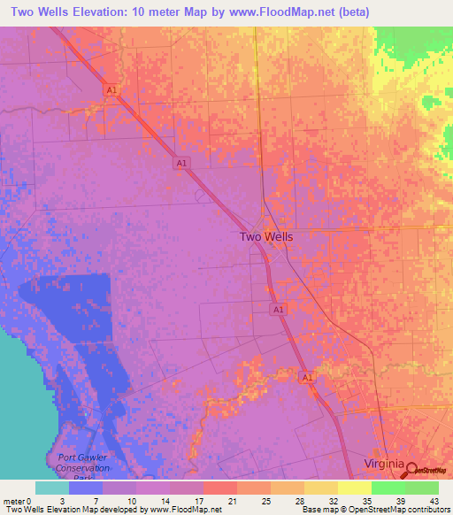 Two Wells,Australia Elevation Map