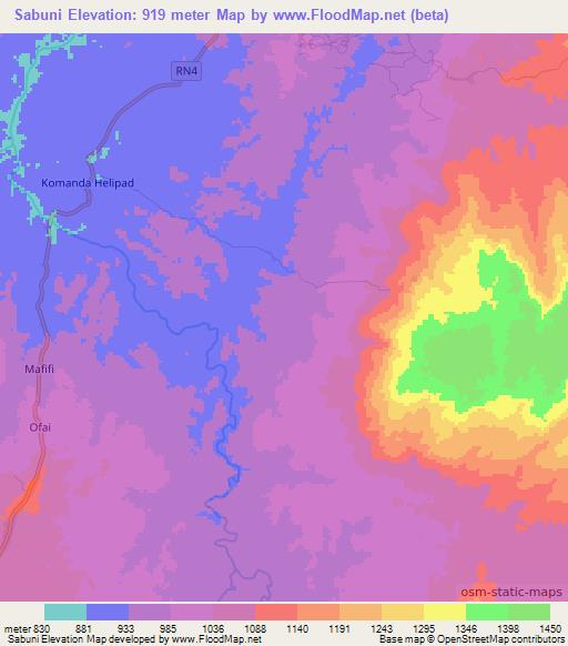 Sabuni,Congo (Kinshasa) Elevation Map