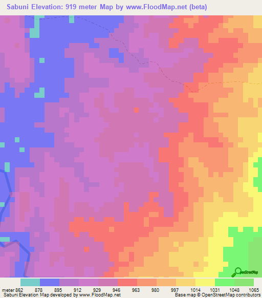 Sabuni,Congo (Kinshasa) Elevation Map