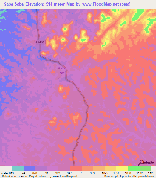 Saba-Saba,Congo (Kinshasa) Elevation Map