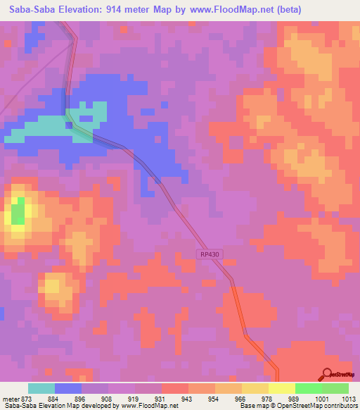 Saba-Saba,Congo (Kinshasa) Elevation Map