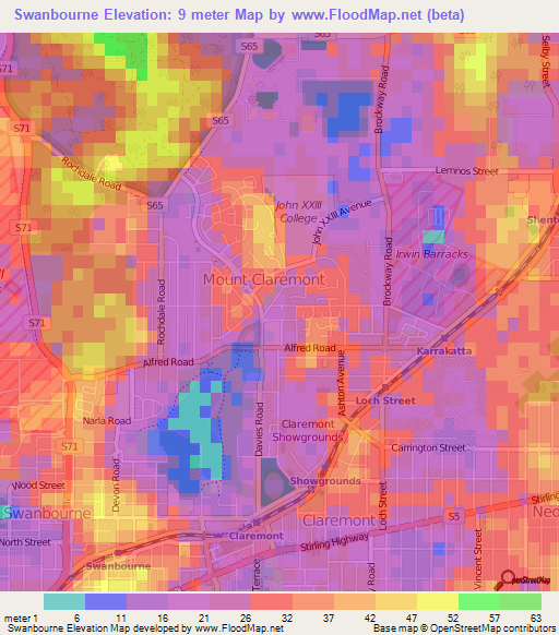 Swanbourne,Australia Elevation Map