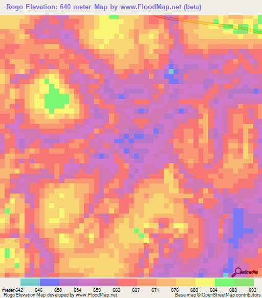 Rogo,Congo (Kinshasa) Elevation Map