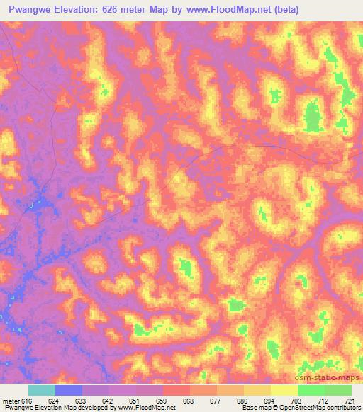Pwangwe,Congo (Kinshasa) Elevation Map