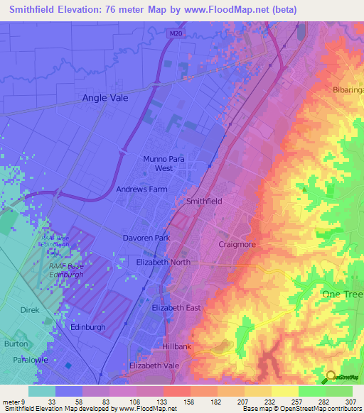 Smithfield,Australia Elevation Map