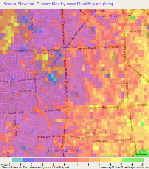 Seaton,Australia Elevation Map