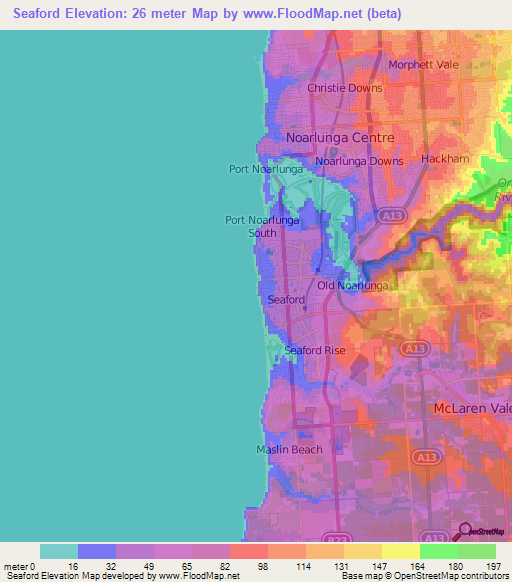 Seaford,Australia Elevation Map