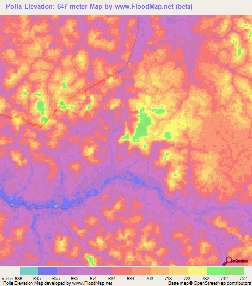 Polia,Congo (Kinshasa) Elevation Map