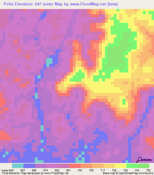 Polia,Congo (Kinshasa) Elevation Map