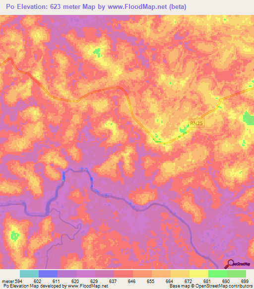 Po,Congo (Kinshasa) Elevation Map