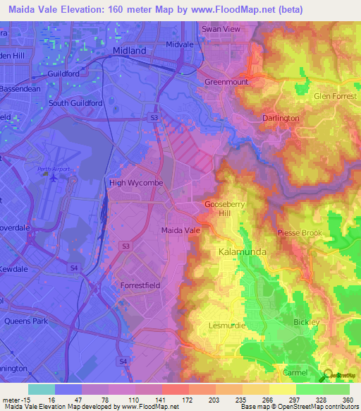 Maida Vale,Australia Elevation Map