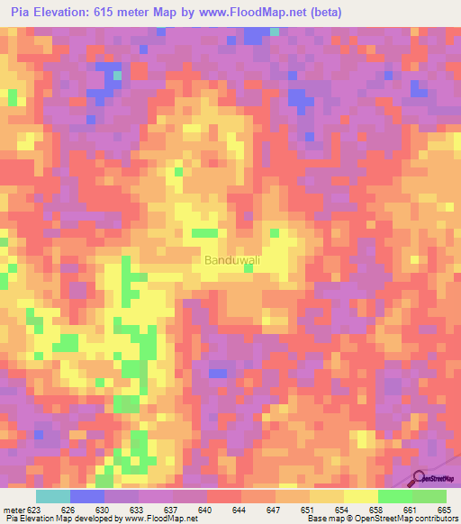 Pia,Congo (Kinshasa) Elevation Map