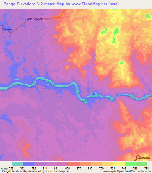 Penge,Congo (Kinshasa) Elevation Map