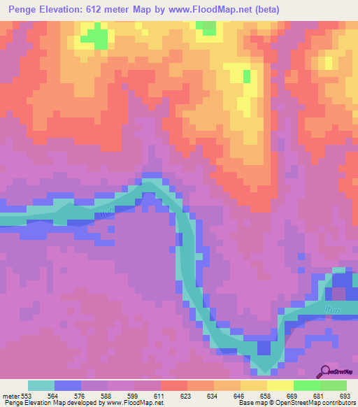 Penge,Congo (Kinshasa) Elevation Map