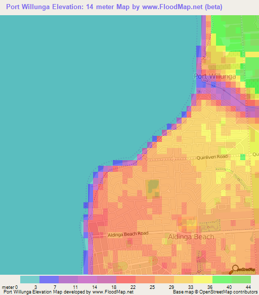 Port Willunga,Australia Elevation Map