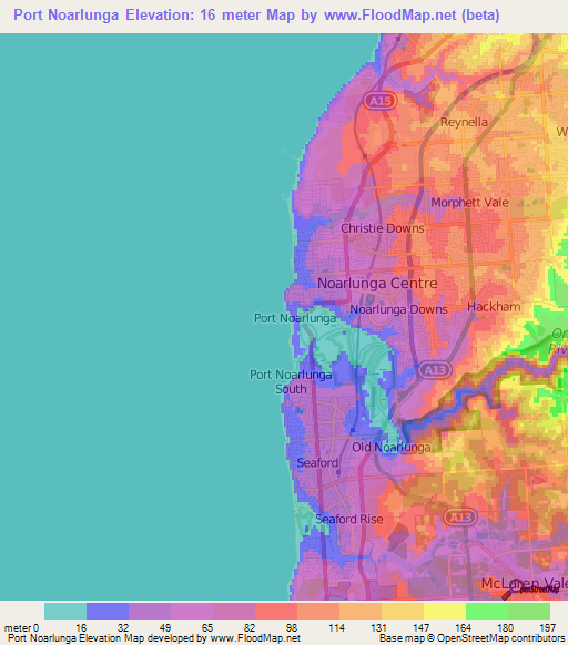 Port Noarlunga,Australia Elevation Map