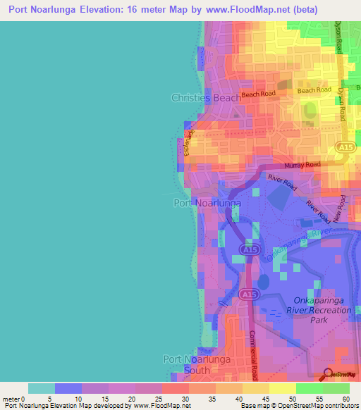 Port Noarlunga,Australia Elevation Map