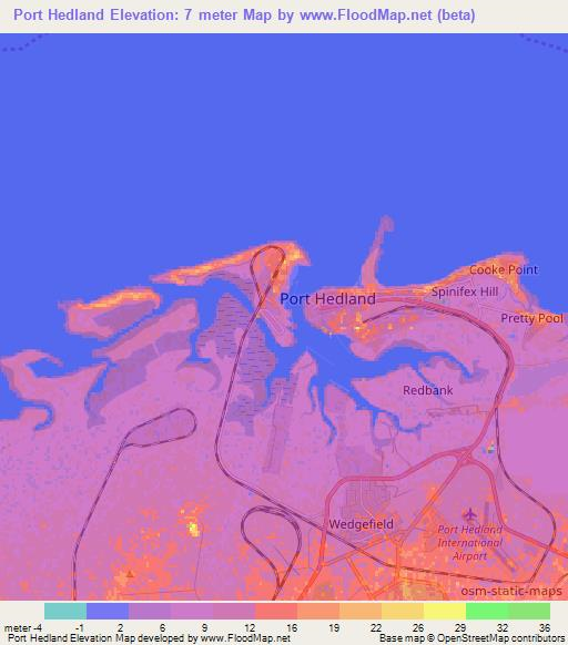 Port Hedland,Australia Elevation Map