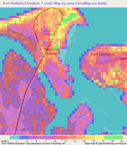 Port Hedland,Australia Elevation Map