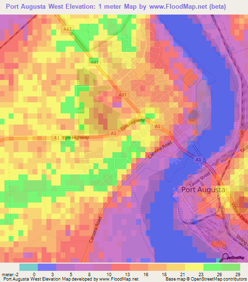 Port Augusta West,Australia Elevation Map
