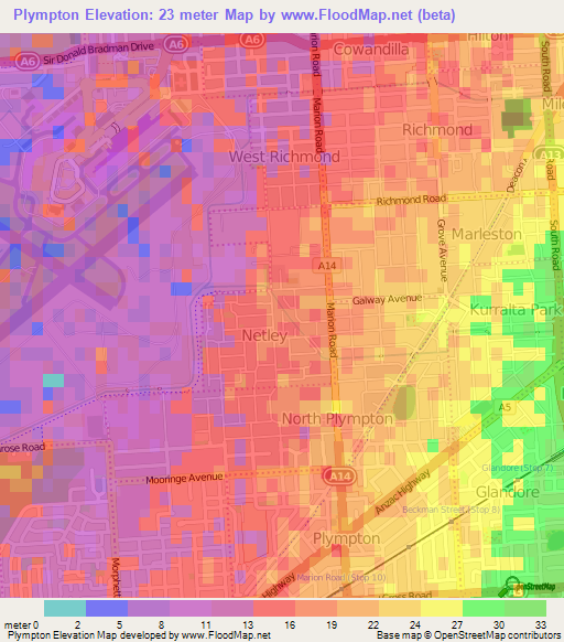 Plympton,Australia Elevation Map