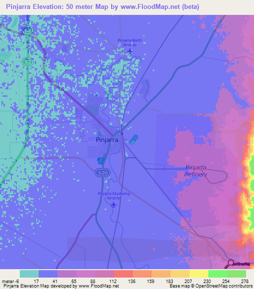 Pinjarra,Australia Elevation Map