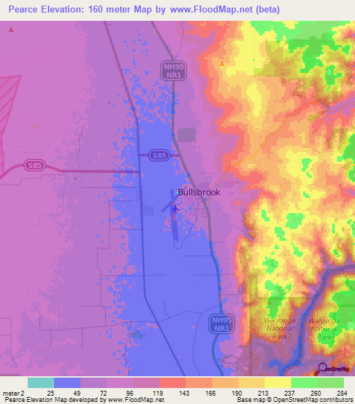 Pearce,Australia Elevation Map