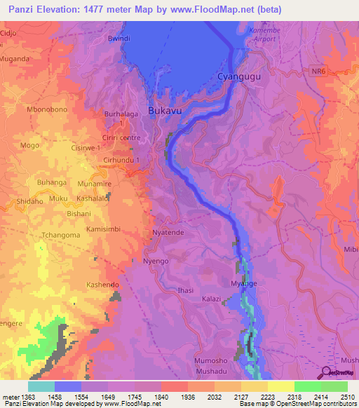 Panzi,Congo (Kinshasa) Elevation Map
