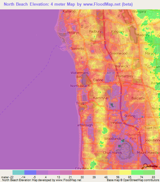 North Beach,Australia Elevation Map