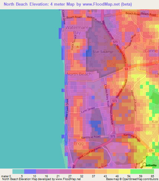 North Beach,Australia Elevation Map