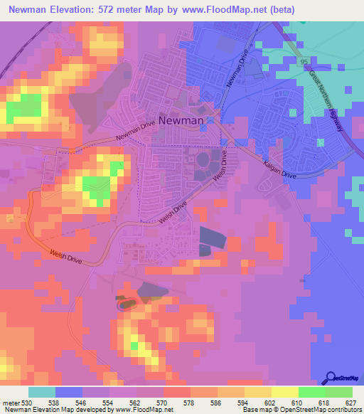 Newman,Australia Elevation Map