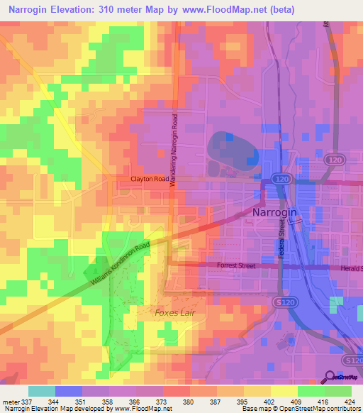 Narrogin,Australia Elevation Map