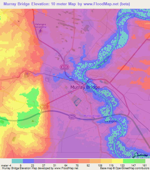 Murray Bridge,Australia Elevation Map
