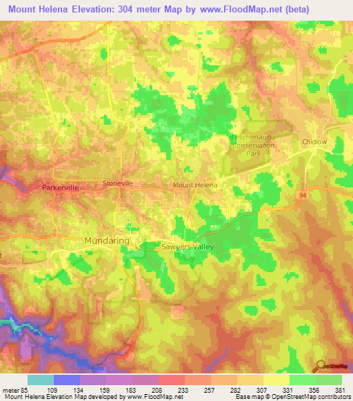 Mount Helena,Australia Elevation Map