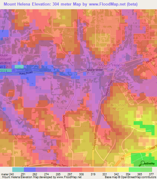 Mount Helena,Australia Elevation Map