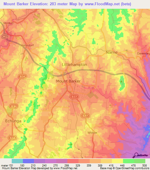 Mount Barker,Australia Elevation Map